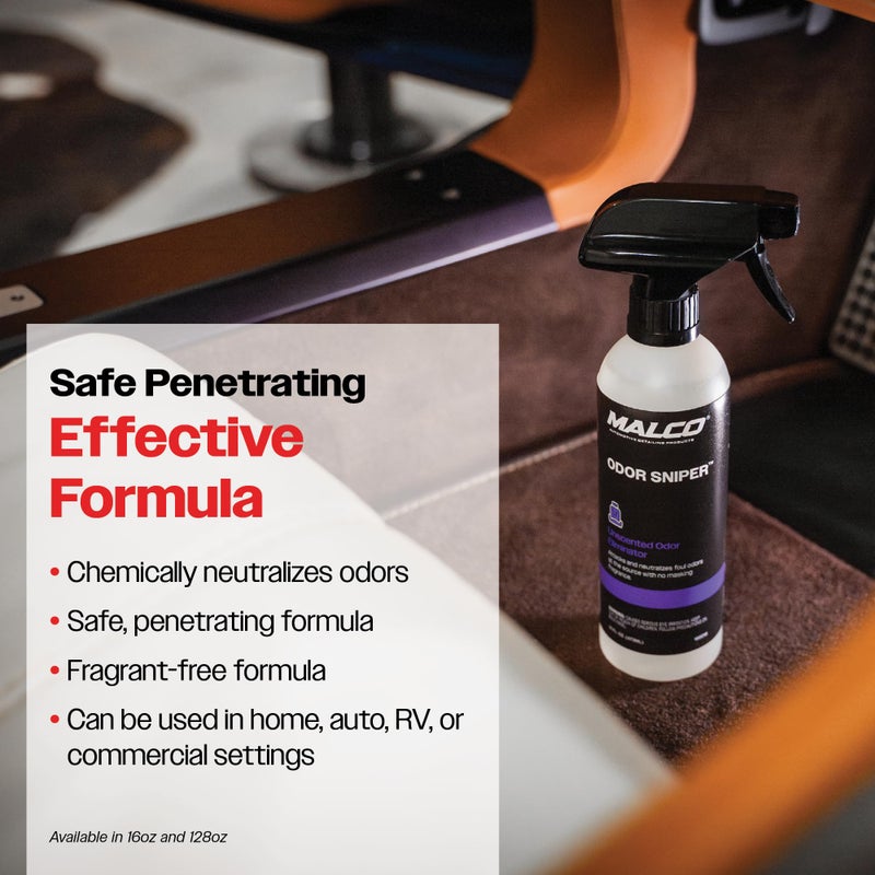 Malco Odor Sniper - Fragrance Free Odor Eliminator for Car Interiors/Penetrates Odors at the Source/Chemically Neutralizes Foul Scents in Your Vehicle / 1 Gallon (199001) - Image 3